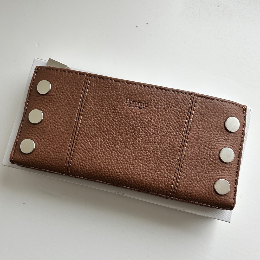 Hammitt Brown Leather Wallet with Silver Rivets